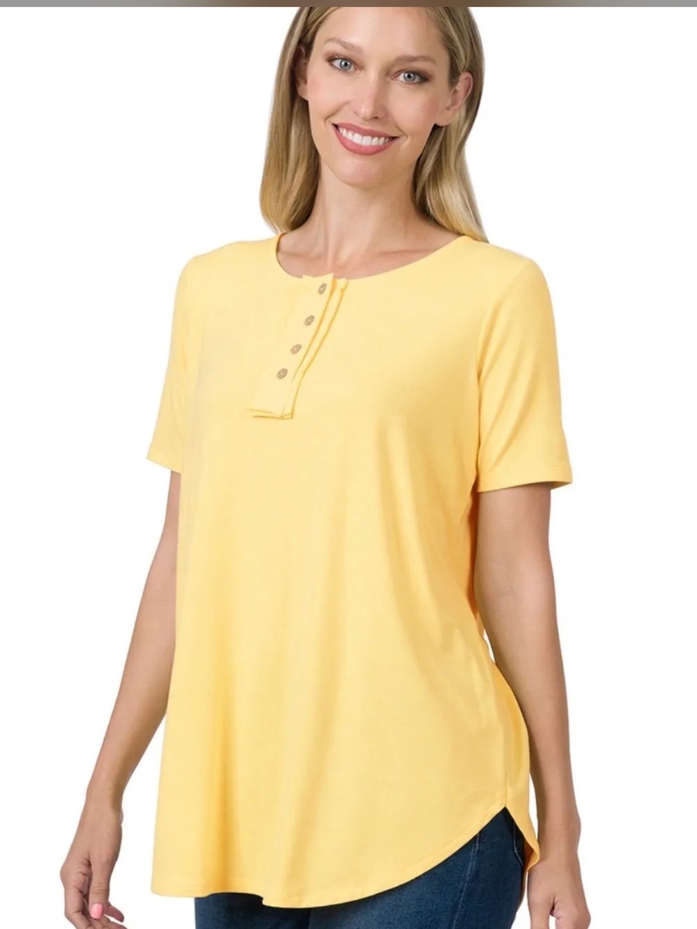 NWOT Zenana Short Sleeve Button Down Top Size L